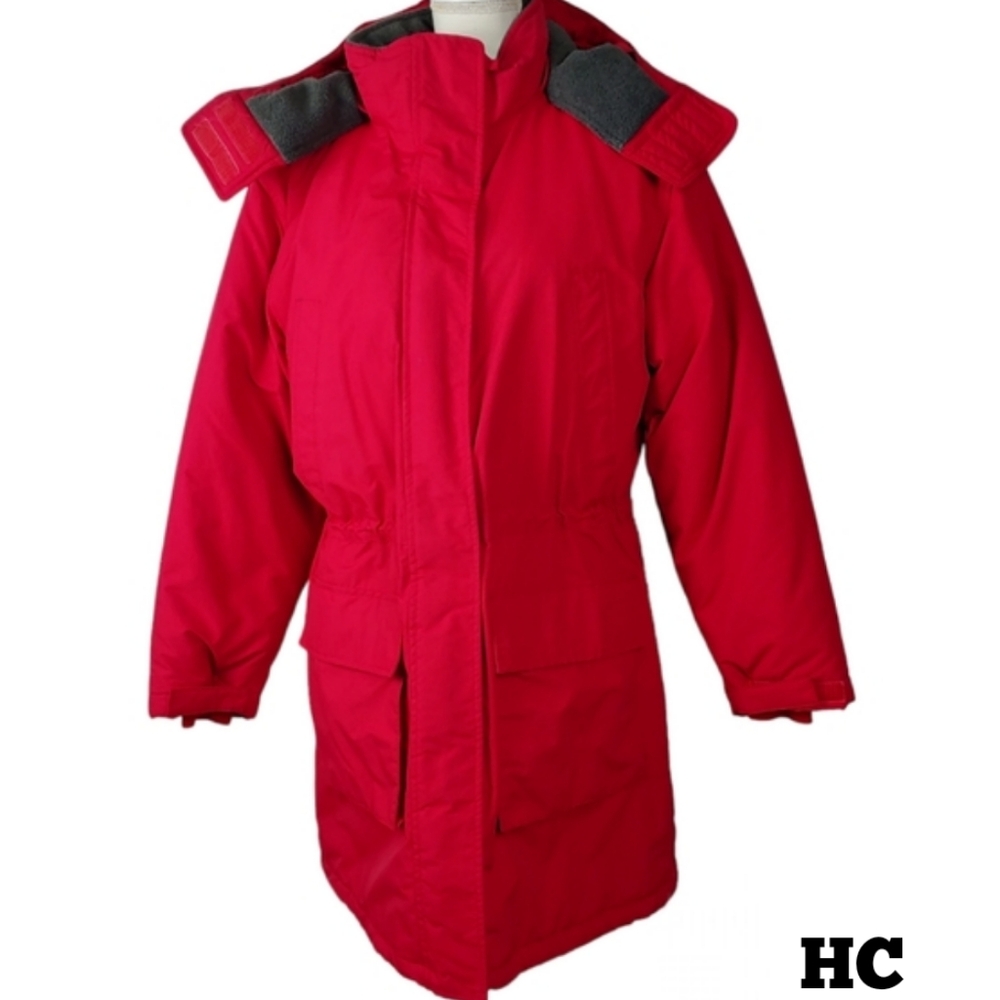 Land's End Polartec Aircore 200 Thermolite Micro Heavy Red Coat Snow Rai…